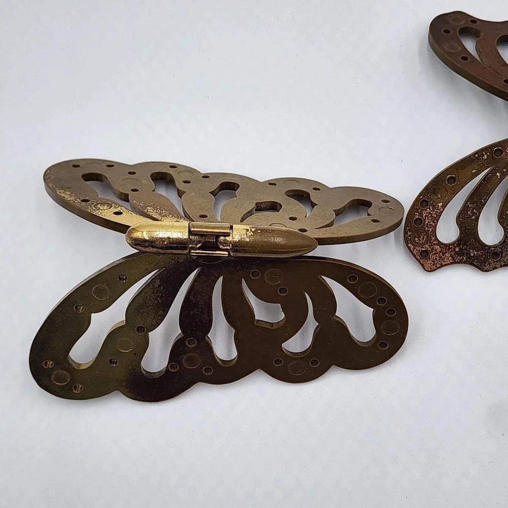 Vintage Gold Butterfly Wall Plaques Set of 2 Bendable Plastic Retro Decor 1980s